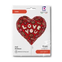 Palloncino in Foil 30" Super Shape Cuore "Love You Chocolates" Amore, Matrimonio o Anniversario Grabo