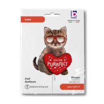 Palloncino in Foil 32" Super Shape Gatto "Purrfect Cat" Amore, Matrimonio o Anniversario Grabo