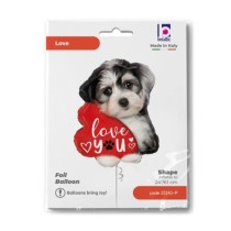 Palloncino in Foil 29" Super Shape Cane "Love You Puppy" Amore, Matrimonio o Anniversario Grabo
