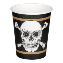 Bicchiere di Carta 210ml con Teschio Pirata "Pirates" 10pz Festa Tema Pirata "Pirates"