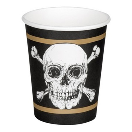 Bicchiere di Carta 210ml con Teschio Pirata "Pirates" 10pz Festa Tema Pirata "Pirates"