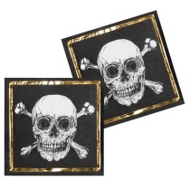 Tovagliolo di Carta 33x33cm Teschio Pirata "Pirates" 20pz Festa Tema Pirata "Pirates"