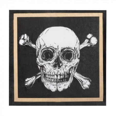 Tovagliolo di Carta 33x33cm Teschio Pirata "Pirates" 20pz Festa Tema Pirata "Pirates"
