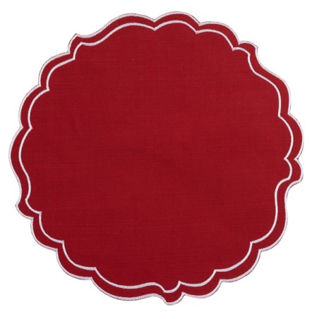 Sottopiatto 35cm in Tessuto Rosso e Bianco Rosso