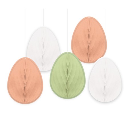 Decorazione di Carta a Nido d'Ape Uovo di Pasqua "Easter Eggs" 5pz Addobbi e Accessori Pasqua