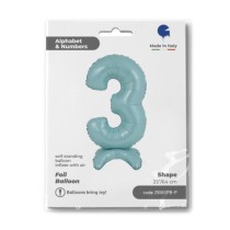 Palloncino in Foil 25" Standups Numero 3 Celeste "Pastel Blue" Numeri Standups 25" Celeste "Blue"