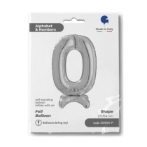 Palloncino in Foil 25" Standups Numero 0 Argento "Silver" Numeri Standups 25" Argento "Silver"