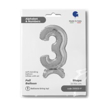 Palloncino in Foil 25" Standups Numero 3 Argento "Silver" Numeri Standups 25" Argento "Silver"