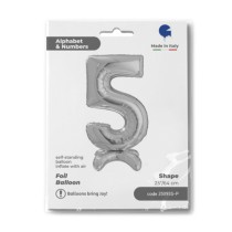 Palloncino in Foil 25" Standups Numero 5 Argento "Silver" Numeri Standups 25" Argento "Silver"