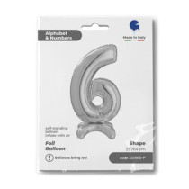 Palloncino in Foil 25" Standups Numero 6 Argento "Silver" Numeri Standups 25" Argento "Silver"