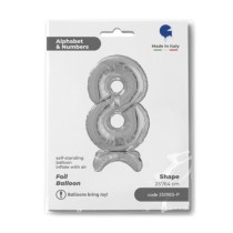 Palloncino in Foil 25" Standups Numero 8 Argento "Silver" Numeri Standups 25" Argento "Silver"