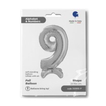 Palloncino in Foil 25" Standups Numero 9 Argento "Silver" Numeri Standups 25" Argento "Silver"