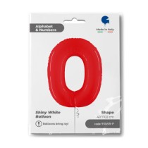 Palloncino in Foil 40" Numero 0 Rosso Fluo "Red" Numeri Grandi Rosso
