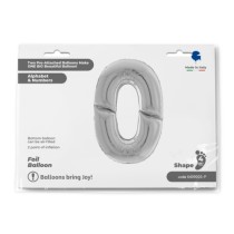 Palloncino in Foil 64" Mega Numero 0 Argento "Number Silver" Numeri 64" Argento "Silver"