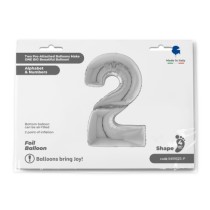 Palloncino in Foil 64" Mega Numero 2 Argento "Number Silver" Numeri 64" Argento "Silver"
