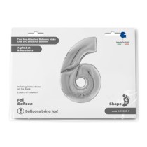 Palloncino in Foil 64" Mega Numero 6 Argento "Number Silver" Numeri 64" Argento "Silver"