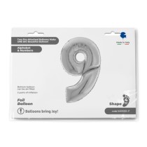 Palloncino in Foil 64" Mega Numero 9 Argento "Number Silver" Numeri 64" Argento "Silver"