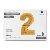 Palloncino in Foil 64" Mega Numero 2 Oro "Number Gold" Numeri 64" Oro "Gold"