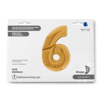 Palloncino in Foil 64" Mega Numero 6 Oro "Number Gold" Numeri 64" Oro "Gold"