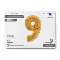Palloncino in Foil 64" Mega Numero 9 Oro "Number Gold" Numeri 64" Oro "Gold"