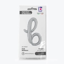 Palloncino in Foil 24" Lettera B Corsivo Argento "Script Silver" Lettere Corsivo 14" Argento