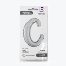 Palloncino in Foil 14" Lettera C Corsivo Argento "Script Silver" Lettere Corsivo 14" Argento