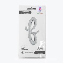 Palloncino in Foil 24" Lettera F Corsivo Argento "Script Silver" Lettere Corsivo 14" Argento