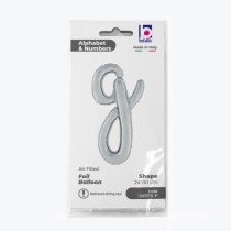 Palloncino in Foil 24" Lettera G Corsivo Argento "Script Silver" Lettere Corsivo 14" Argento
