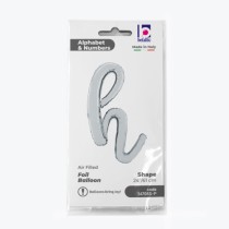 Palloncino in Foil 24" Lettera H Corsivo Argento "Script Silver" Lettere Corsivo 14" Argento