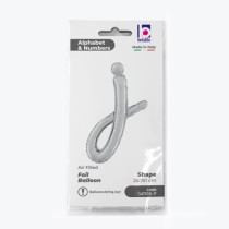 Palloncino in Foil 24" Lettera J Corsivo Argento "Script Silver" Lettere Corsivo 14" Argento