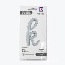Palloncino in Foil 24" Lettera K Corsivo Argento "Script Silver" Lettere Corsivo 14" Argento