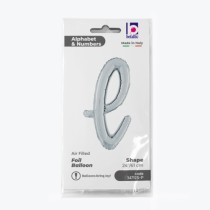 Palloncino in Foil 24" Lettera L Corsivo Argento "Script Silver" Lettere Corsivo 14" Argento