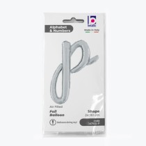 Palloncino in Foil 24" Lettera P Corsivo Argento "Script Silver" Lettere Corsivo 14" Argento