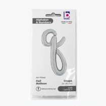 Palloncino in Foil 24" Lettera Q Corsivo Argento "Script Silver" Lettere Corsivo 14" Argento