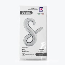 Palloncino in Foil 14" Lettera S Corsivo Argento "Script Silver" Lettere Corsivo 14" Argento