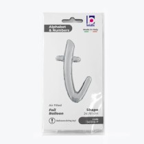 Palloncino in Foil 24" Lettera T Corsivo Argento "Script Silver" Lettere Corsivo 14" Argento