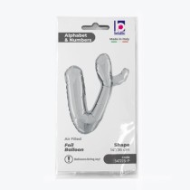 Palloncino in Foil 14" Lettera V Corsivo Argento "Script Silver" Lettere Corsivo 14" Argento