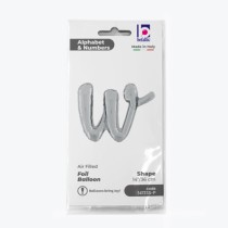 Palloncino in Foil 14" Lettera W Corsivo Argento "Script Silver" Lettere Corsivo 14" Argento