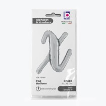 Palloncino in Foil 14" Lettera X Corsivo Argento "Script Silver" Lettere Corsivo 14" Argento