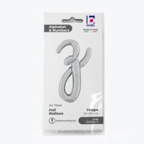 Palloncino in Foil 24" Lettera Z Corsivo Argento "Script Silver" Lettere Corsivo 14" Argento
