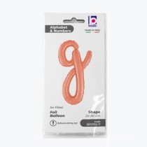 Palloncino in Foil 24" Lettera G Corsivo Rose Gold "Script Rose Gold" Lettere Corsivo 14" Rose Gold