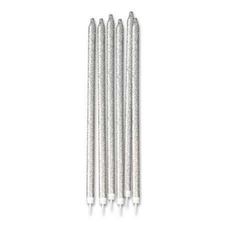 Candelina Stelo 15.5cm Argento Glitter Bio 12pz Candeline Stelo
