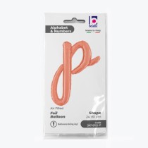 Palloncino in Foil 24" Lettera P Corsivo Rose Gold "Script Rose Gold" Lettere Corsivo 14" Rose Gold