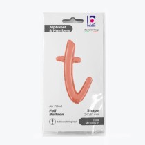 Palloncino in Foil 24" Lettera T Corsivo Rose Gold "Script Rose Gold" Lettere Corsivo 14" Rose Gold