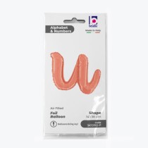 Palloncino in Foil 14" Lettera U Corsivo Rose Gold "Script Rose Gold" Lettere Corsivo 14" Rose Gold
