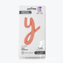 Palloncino in Foil 24" Lettera Y Corsivo Rose Gold "Script Rose Gold" Lettere Corsivo 14" Rose Gold