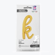 Palloncino in Foil 24" Lettera K Corsivo Oro "Script Gold" Lettere Corsivo 14" Oro "Gold"