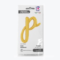 Palloncino in Foil 24" Lettera P Corsivo Oro "Script Gold" Lettere Corsivo 14" Oro "Gold"