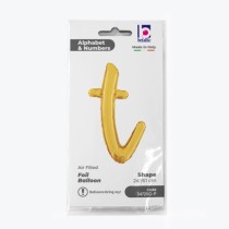 Palloncino in Foil 24" Lettera T Corsivo Oro "Script Gold" Lettere Corsivo 14" Oro "Gold"