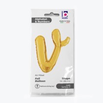 Palloncino in Foil 14" Lettera V Corsivo Oro "Script Gold" Lettere Corsivo 14" Oro "Gold"